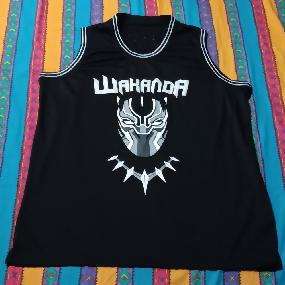 Black Panther T'challa Sewn Basketball Jersey Swingman Marvel Comics Movie